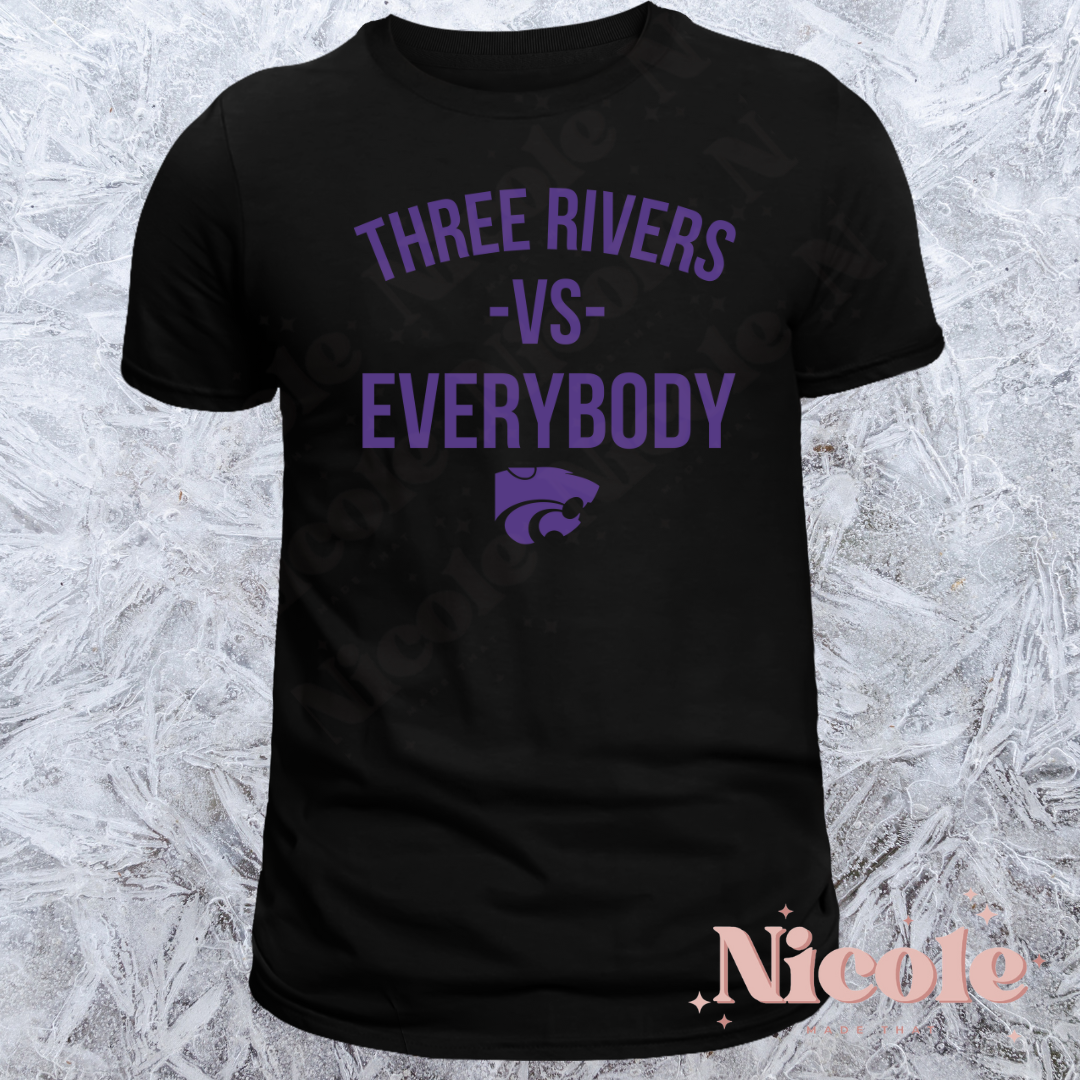 Three Rivers VS Everybody Adult Unisex Black T-Shirt